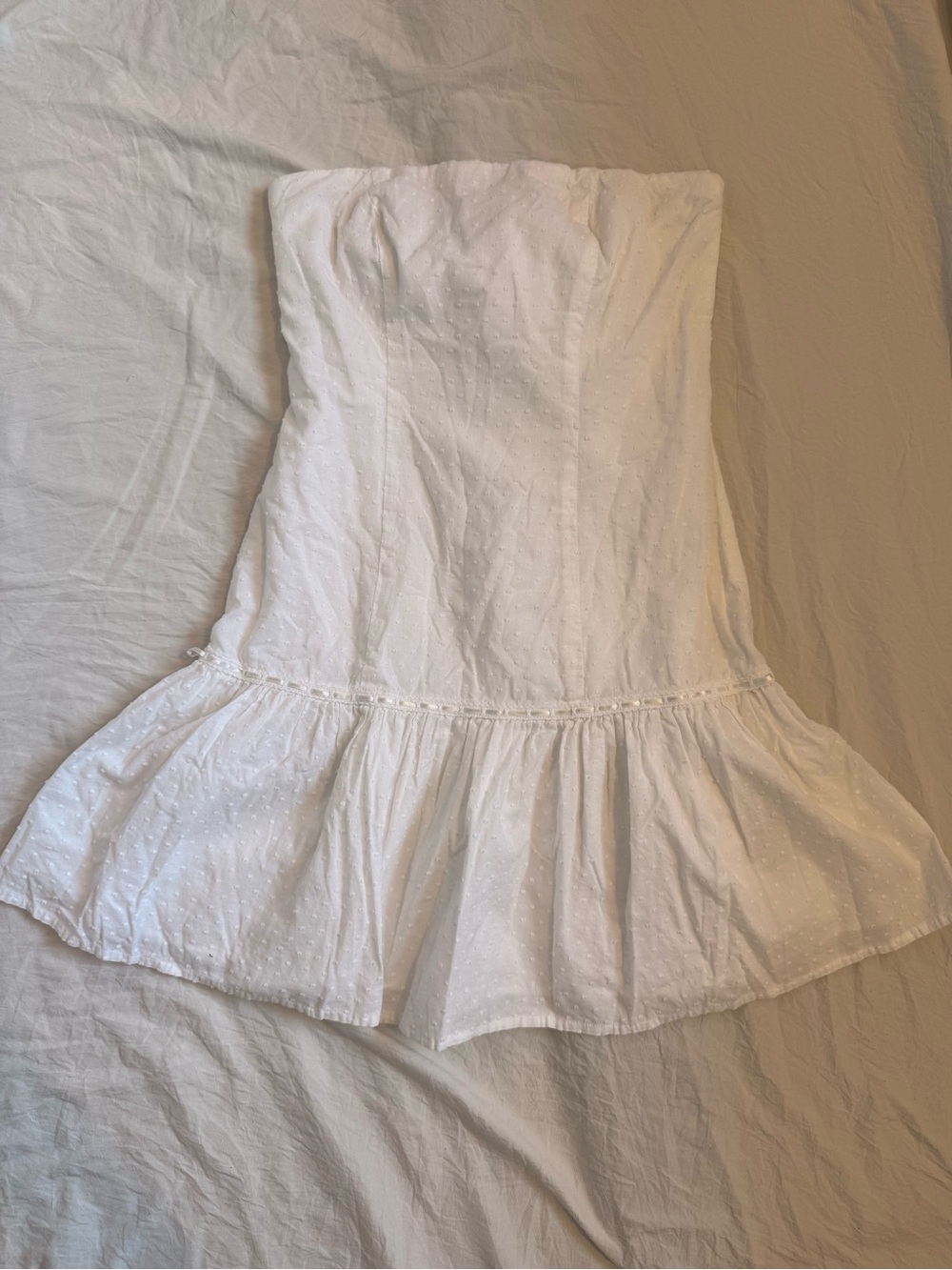 American Eagle Outfitters White Strapless Mini Peplum Skirt y2k style